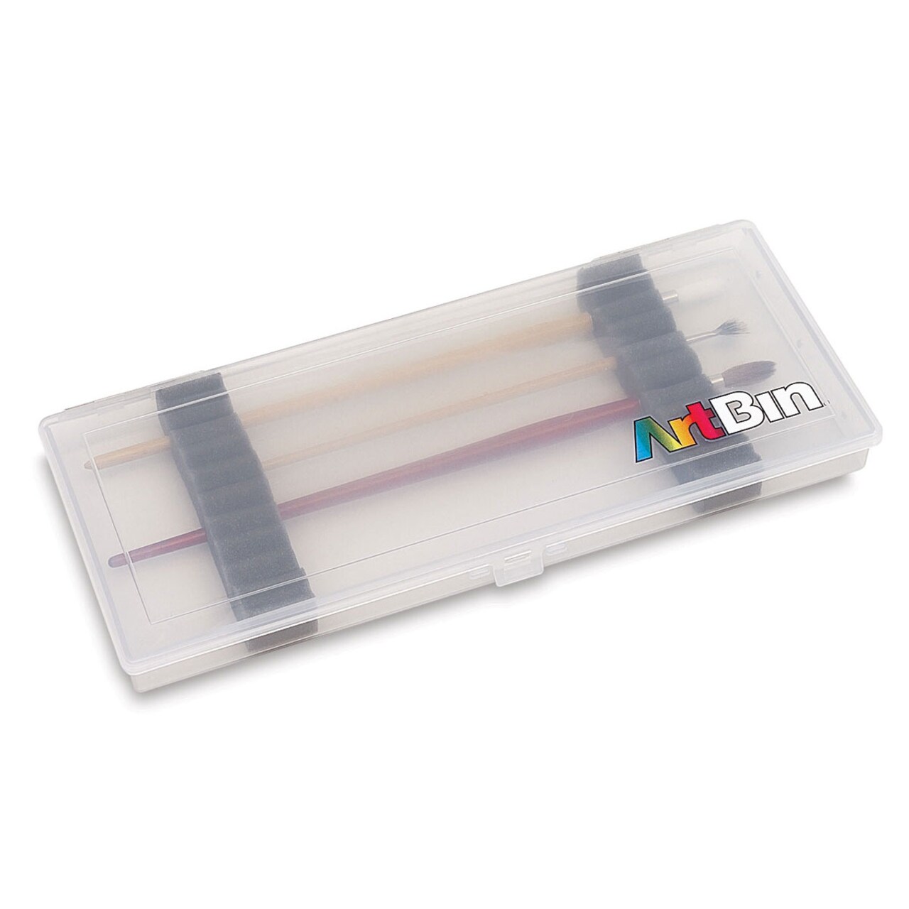 ArtBin Essentials Brush Box - Small, 14 1/4" x 6 1/4" x 1 1/4", Clear
